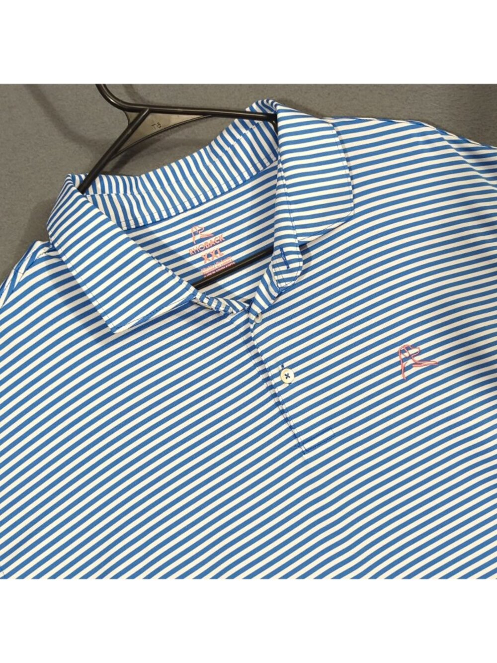 Rhoback Polo Shirt Men's XXL Blue Striped Short Sleeve Performance Stretch Golf